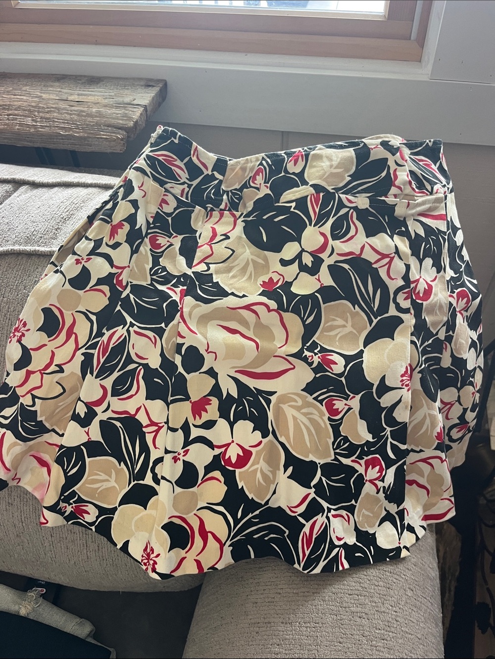 Floral Circle Skirt in Black, Cream & Pink